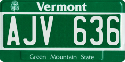 VT license plate AJV636