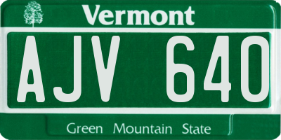 VT license plate AJV640