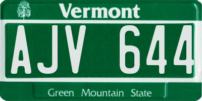 VT license plate AJV644