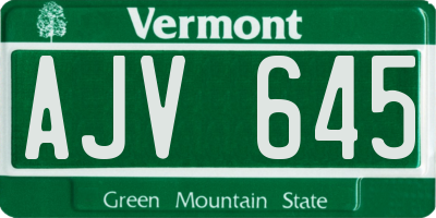 VT license plate AJV645