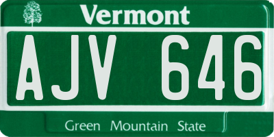 VT license plate AJV646
