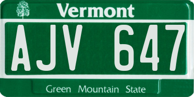 VT license plate AJV647