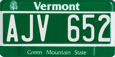 VT license plate AJV652