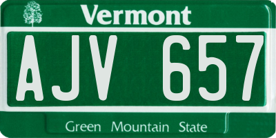 VT license plate AJV657