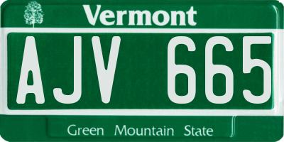 VT license plate AJV665