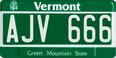 VT license plate AJV666