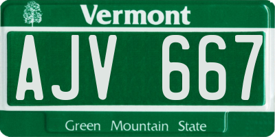 VT license plate AJV667