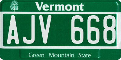 VT license plate AJV668