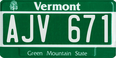 VT license plate AJV671