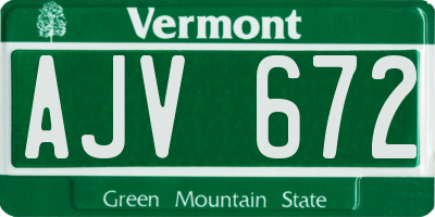 VT license plate AJV672