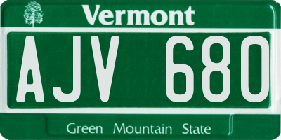 VT license plate AJV680