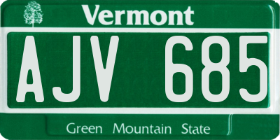 VT license plate AJV685