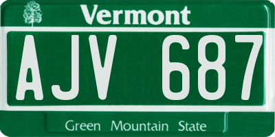 VT license plate AJV687