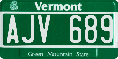 VT license plate AJV689