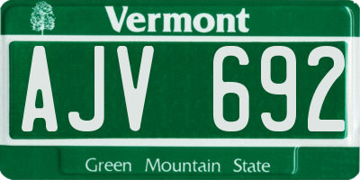 VT license plate AJV692