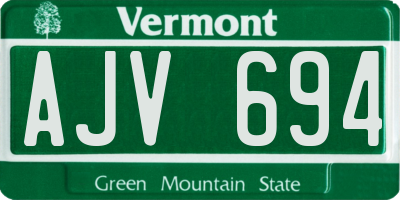 VT license plate AJV694