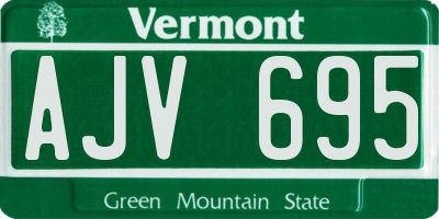 VT license plate AJV695