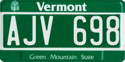 VT license plate AJV698