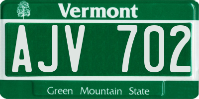 VT license plate AJV702