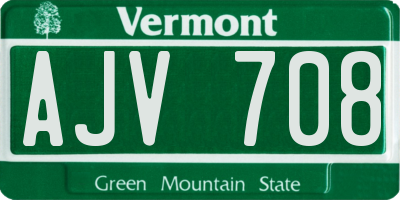 VT license plate AJV708