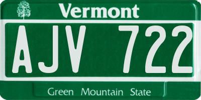 VT license plate AJV722
