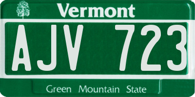 VT license plate AJV723