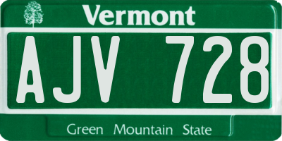 VT license plate AJV728
