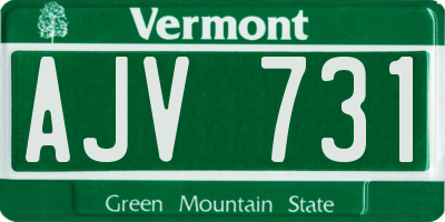 VT license plate AJV731