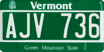VT license plate AJV736