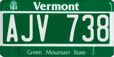 VT license plate AJV738
