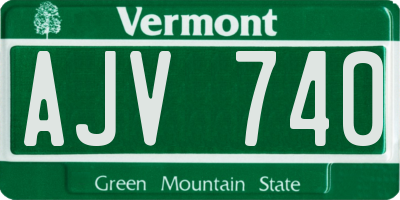 VT license plate AJV740