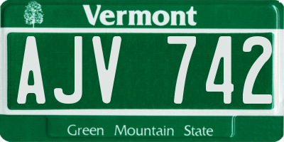 VT license plate AJV742