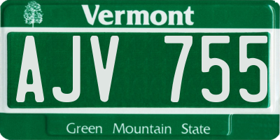 VT license plate AJV755