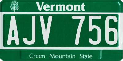 VT license plate AJV756