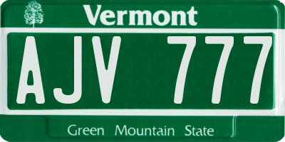 VT license plate AJV777