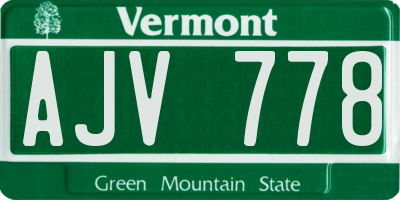 VT license plate AJV778