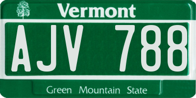 VT license plate AJV788