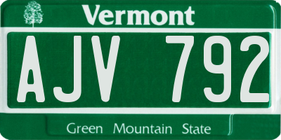 VT license plate AJV792