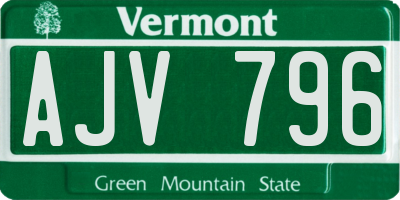 VT license plate AJV796