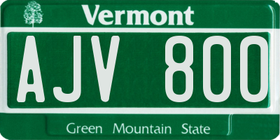 VT license plate AJV800