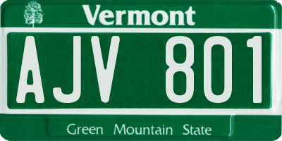 VT license plate AJV801