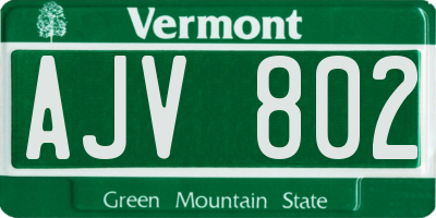 VT license plate AJV802