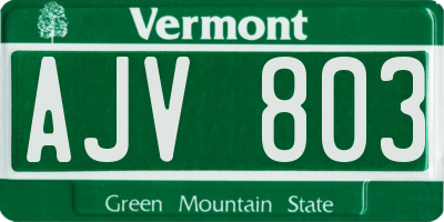 VT license plate AJV803
