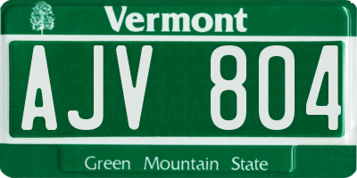 VT license plate AJV804