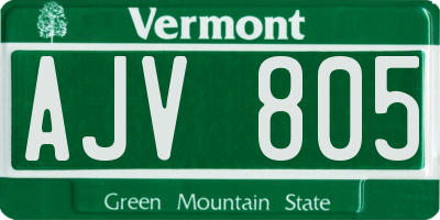 VT license plate AJV805