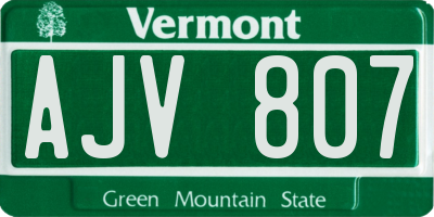VT license plate AJV807
