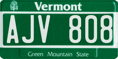VT license plate AJV808