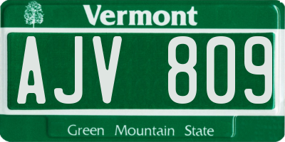 VT license plate AJV809
