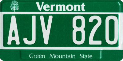 VT license plate AJV820