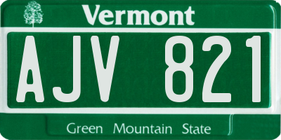 VT license plate AJV821